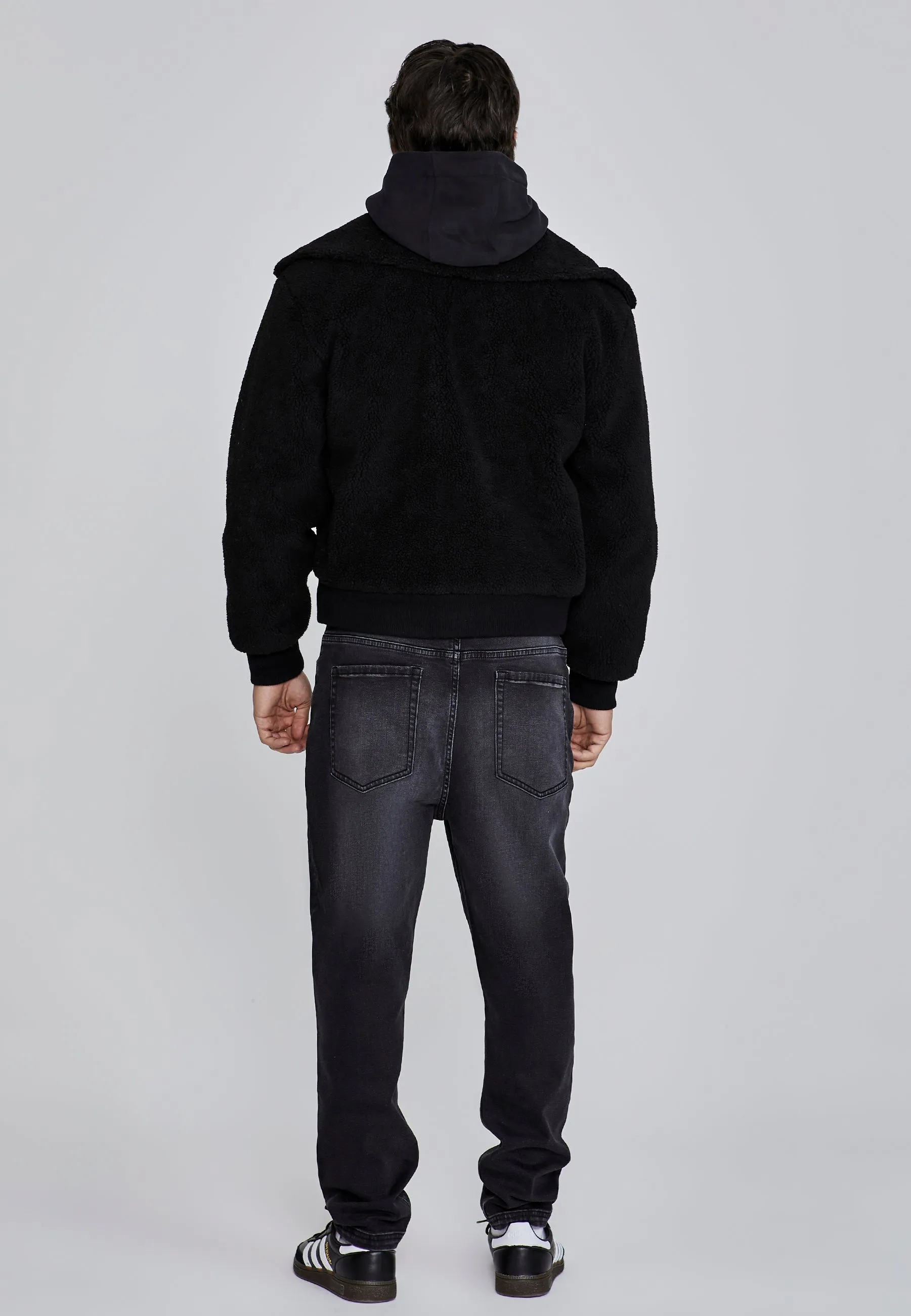 Black Sherpa Bomber Jacket