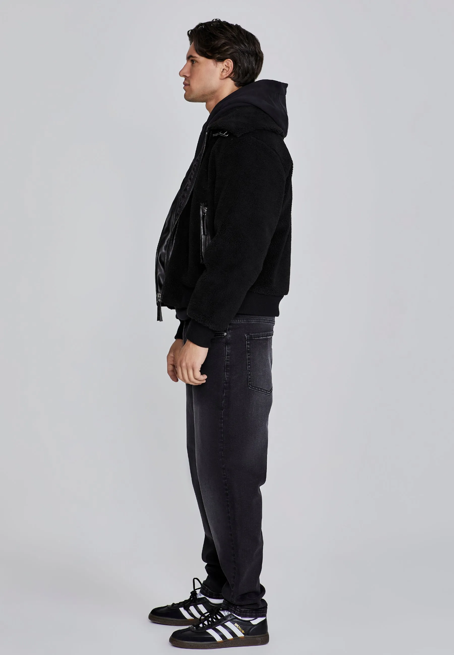Black Sherpa Bomber Jacket