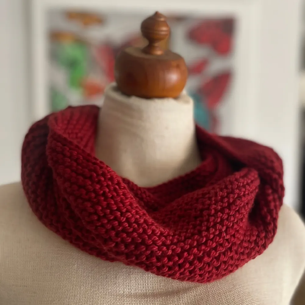 Chunky Red knitted Infinity Cowl
