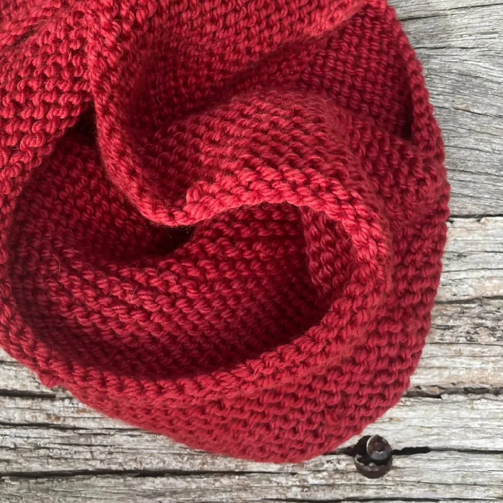 Chunky Red knitted Infinity Cowl
