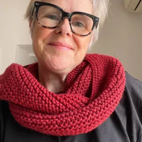 Chunky Red knitted Infinity Cowl