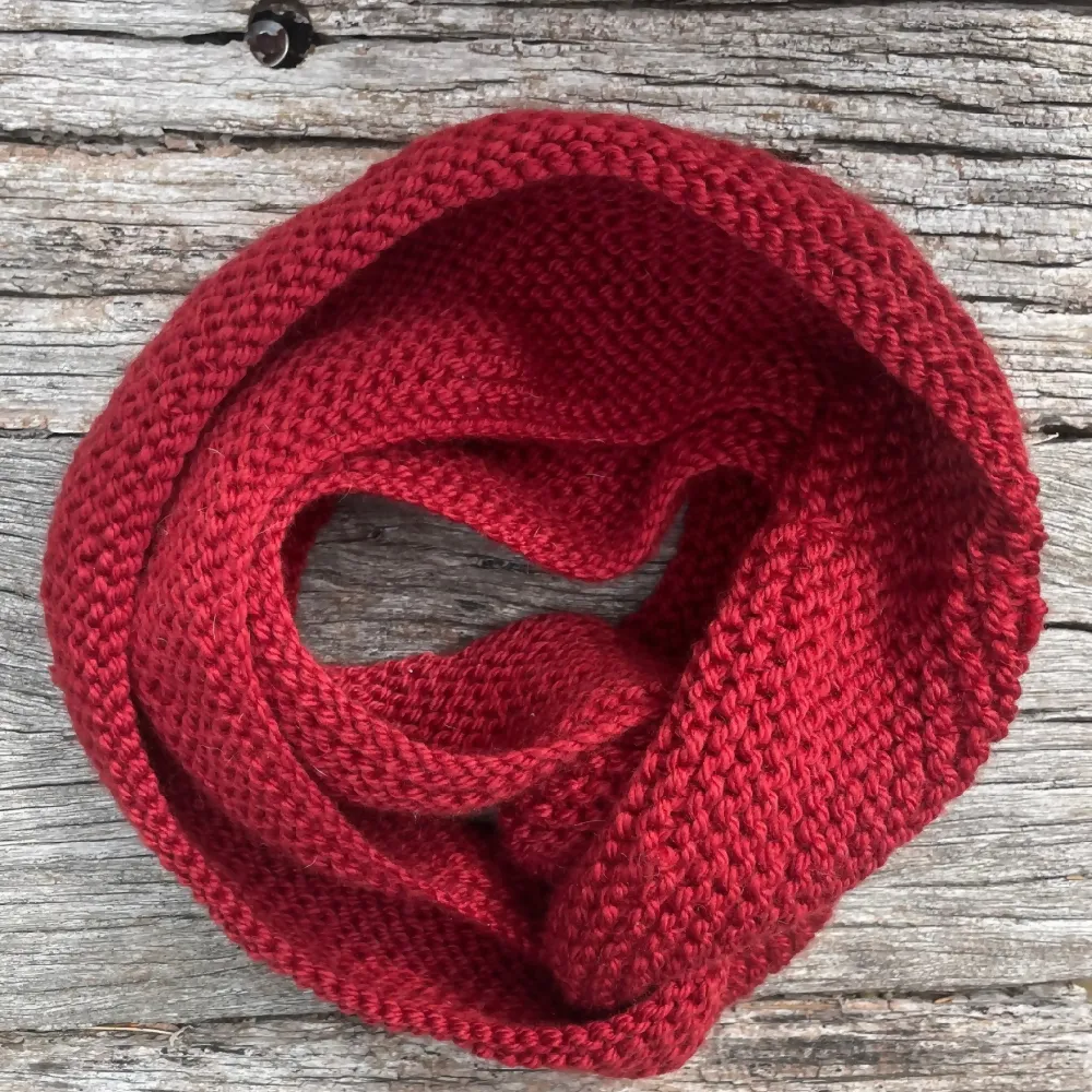 Chunky Red knitted Infinity Cowl