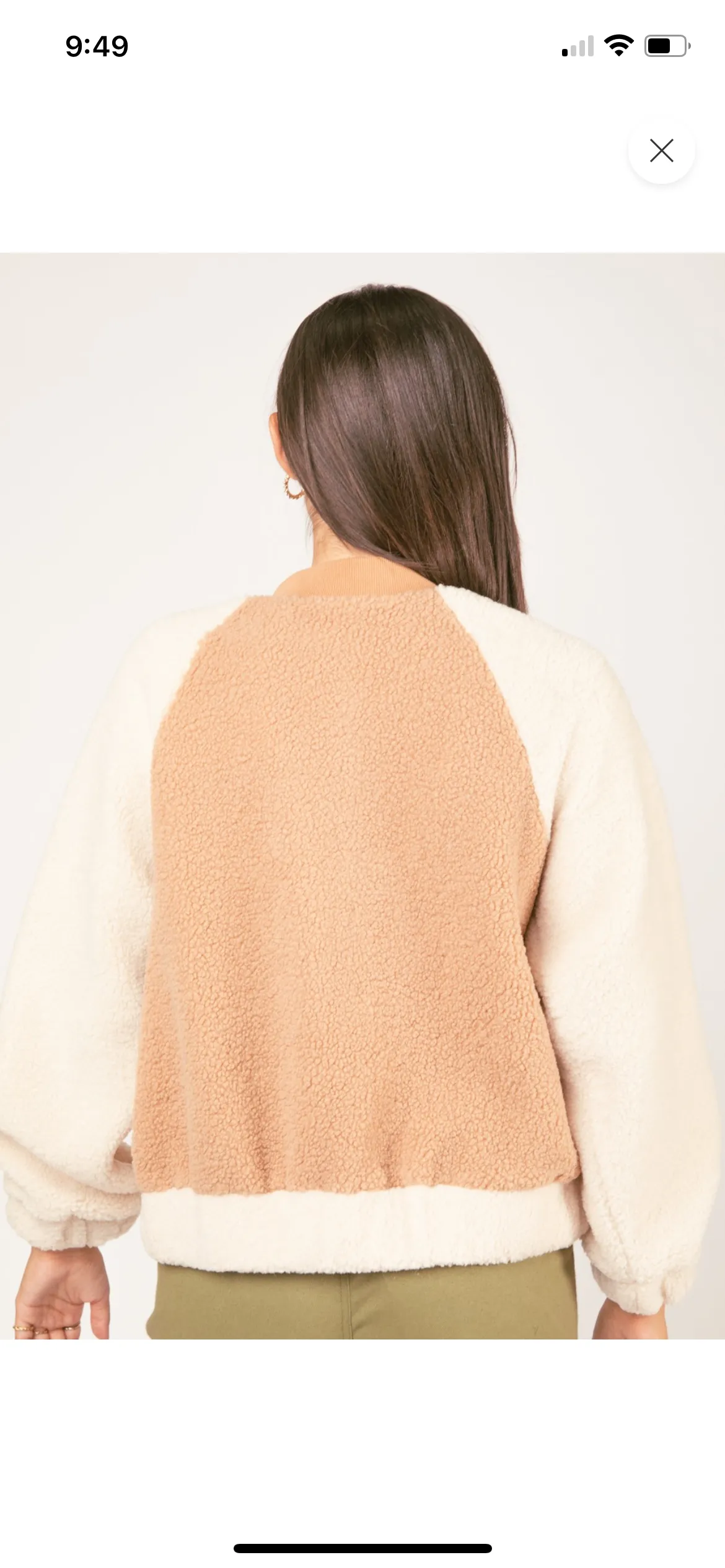 Cream Colorblock Sherpa Jacket
