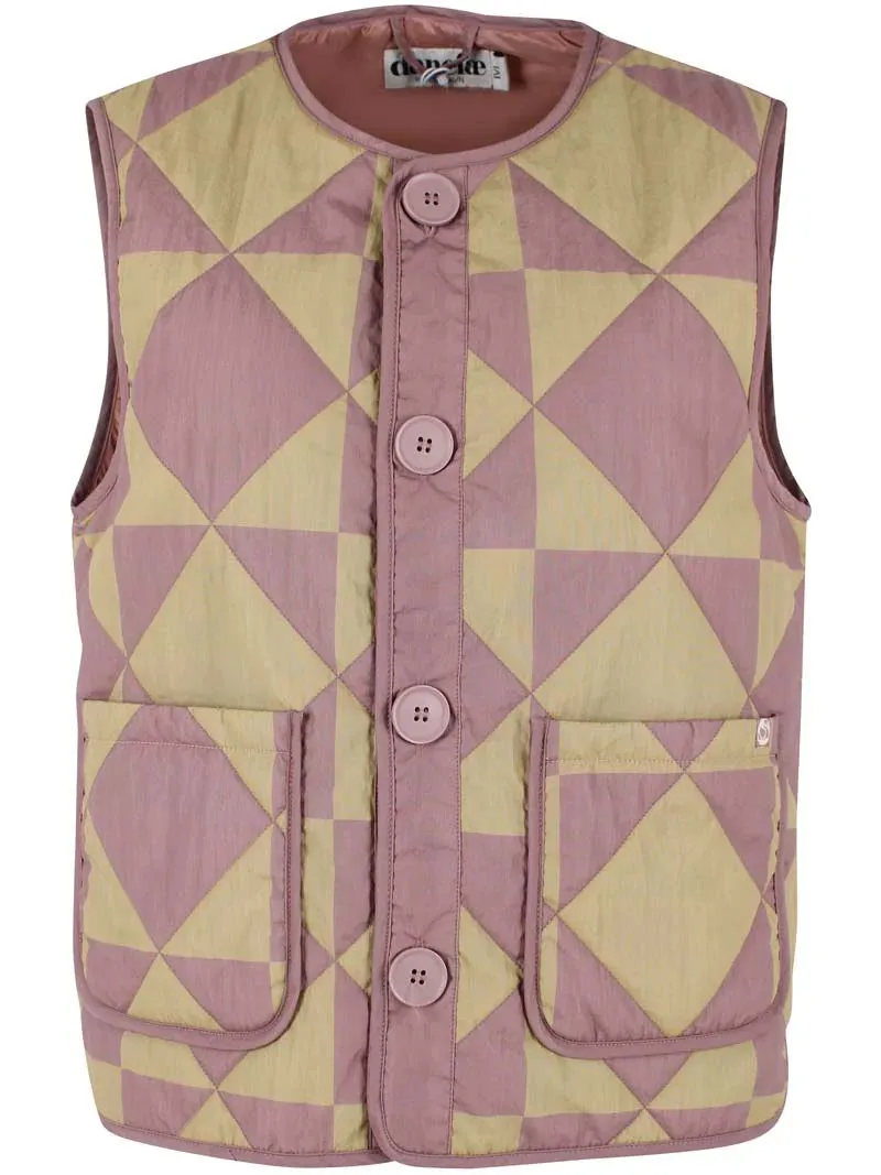 Danefae danefield AOP thermo vest dk rose beige/ beige diametric
