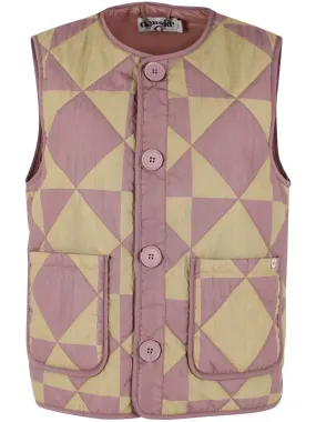 Danefae danefield AOP thermo vest dk rose beige/ beige diametric