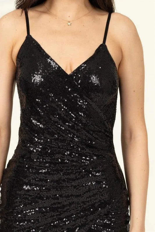 sleeveless sequin mini dress